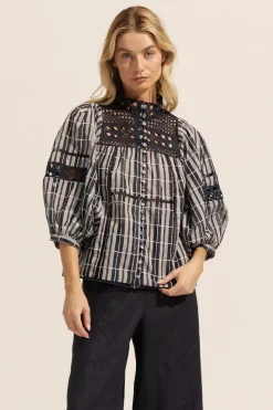 Dedicate Top-Indigo Check|zoe kratzmann Sale