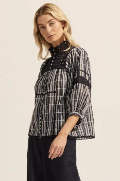 Dedicate Top-Indigo Check|zoe kratzmann Sale