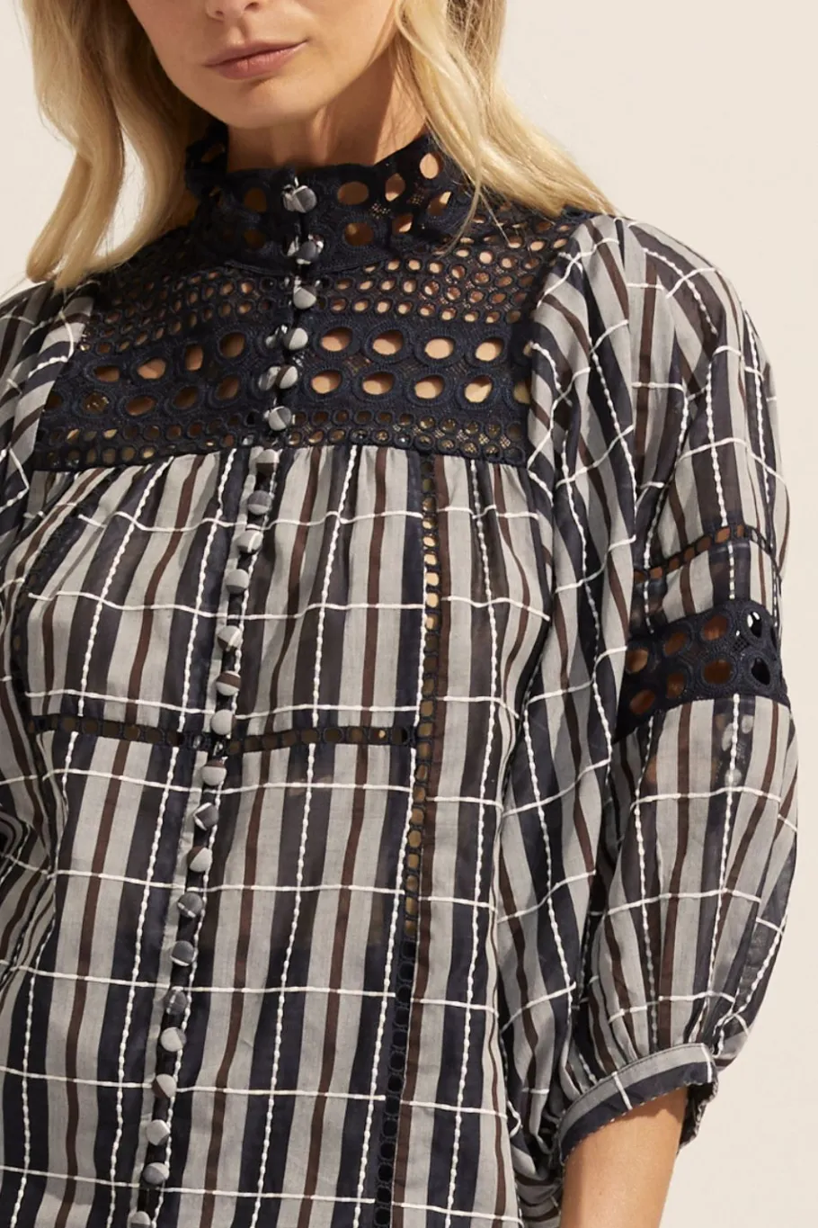 Dedicate Top-Indigo Check|zoe kratzmann Sale