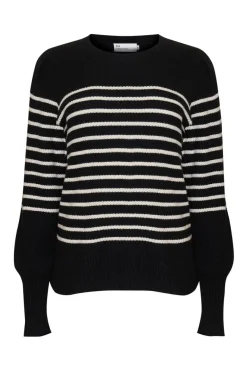Gather Knit-Black/Stone Stripe|zoe kratzmann Outlet