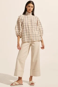 Grant Top-Ivory Check|zoe kratzmann Outlet