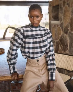 Horizen Top-Black/Ecru Check|zoe kratzmann
