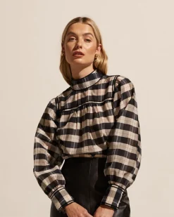 Horizen Top-Black/Ecru Check|zoe kratzmann