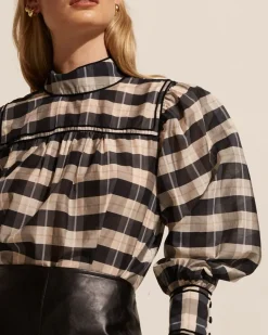 Horizen Top-Black/Ecru Check|zoe kratzmann