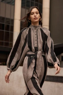Import Dress-Black/Stone Stripe|zoe kratzmann