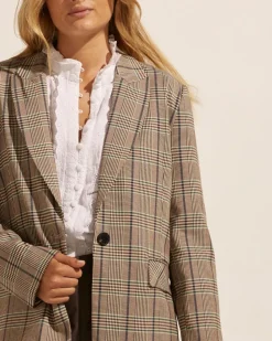 Index Jacket-Navy/Chocolate Check|zoe kratzmann Sale