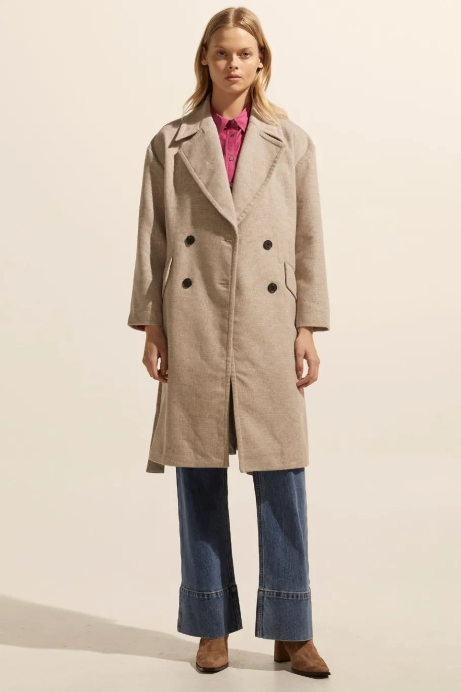 Pillar Coat-Stone Mini Check|zoe kratzmann Discount