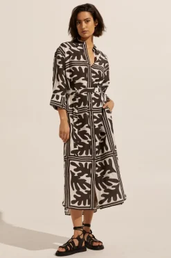 Pinpoint Dress-Frond Choc|zoe kratzmann