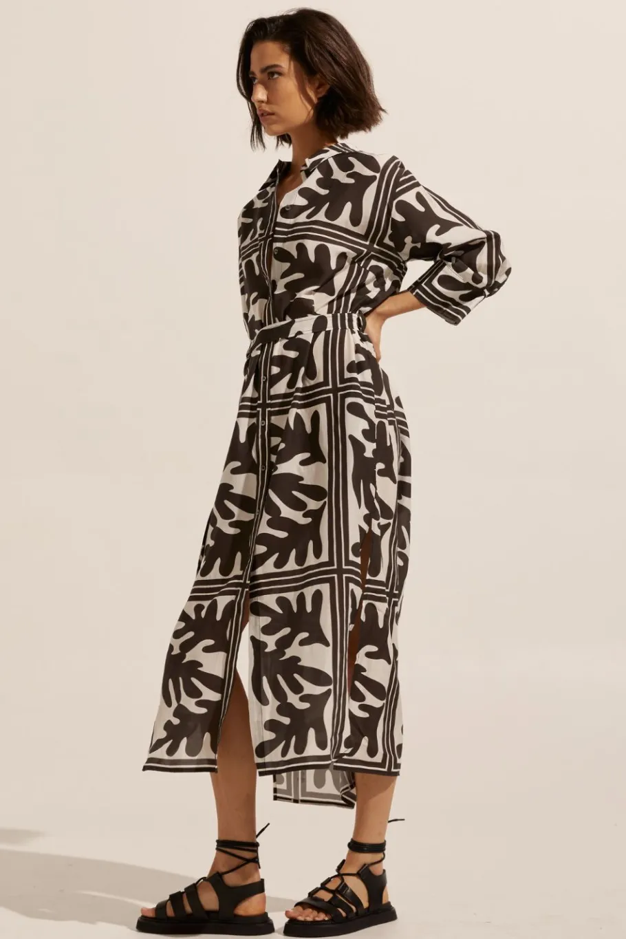 Pinpoint Dress-Frond Choc|zoe kratzmann