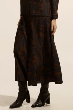 Recite Skirt-Choc Frond|zoe kratzmann Best