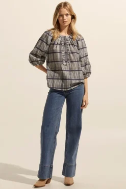 Refine Top-Ink/Porcelain Check|zoe kratzmann Outlet