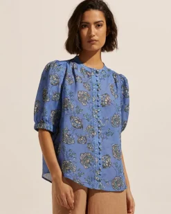 Virtue Top-Azure Botanic|zoe kratzmann New